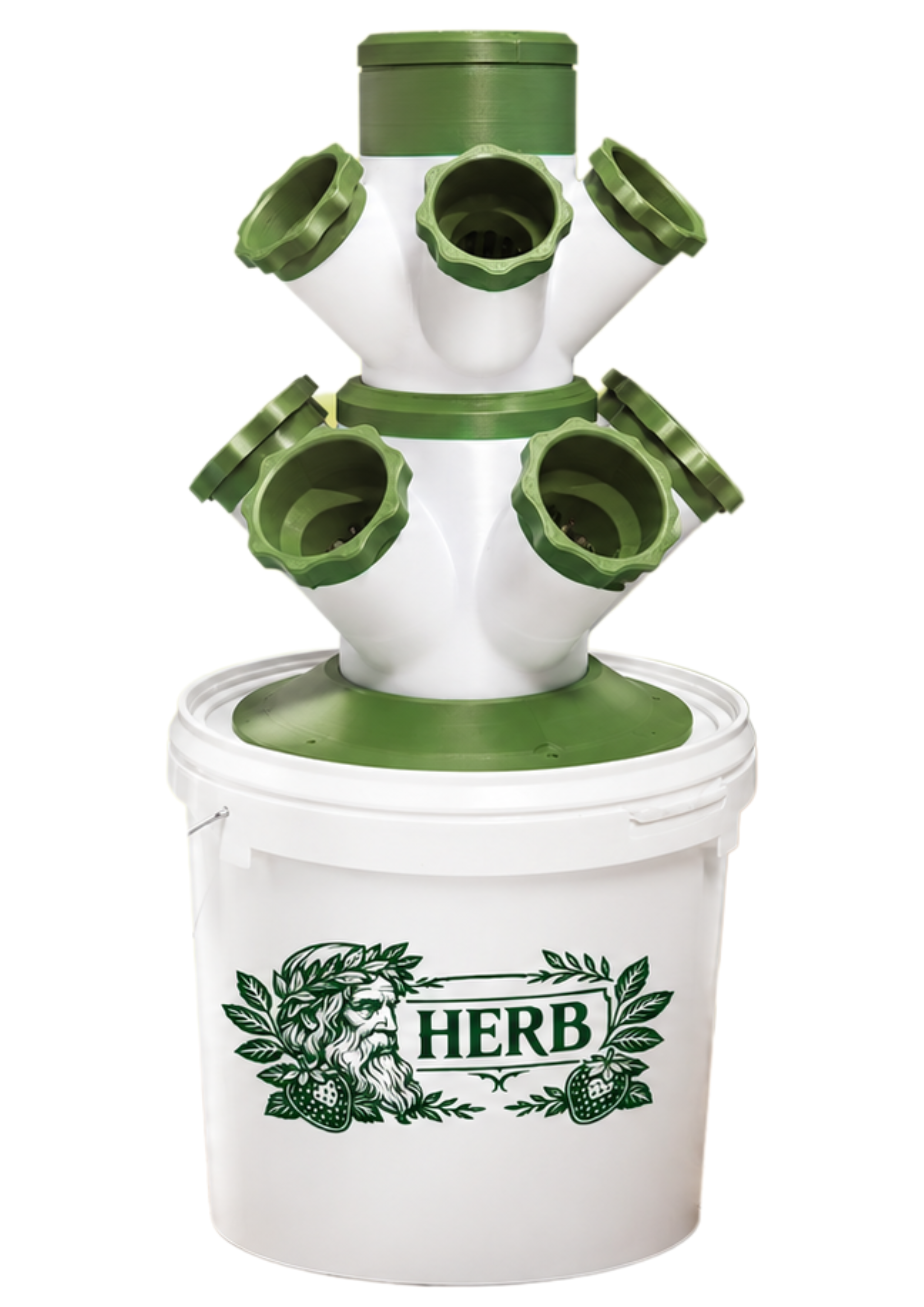 Studio product image of HERB modular hydroponic tower with bucket
